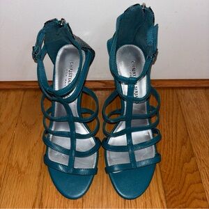Christian Siriano Snakeskin Teal Stiletto Heels size 6